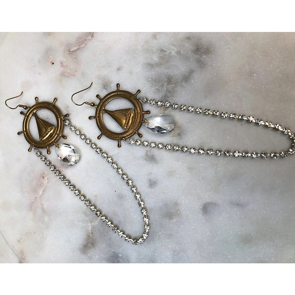 Sail Away With Me Statement Earrings OOAK - Picture 3 of 5